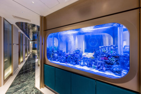 A table with an aquarium