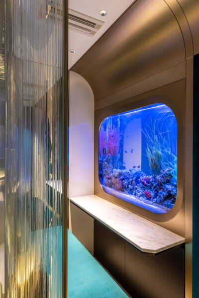 A table with an aquarium