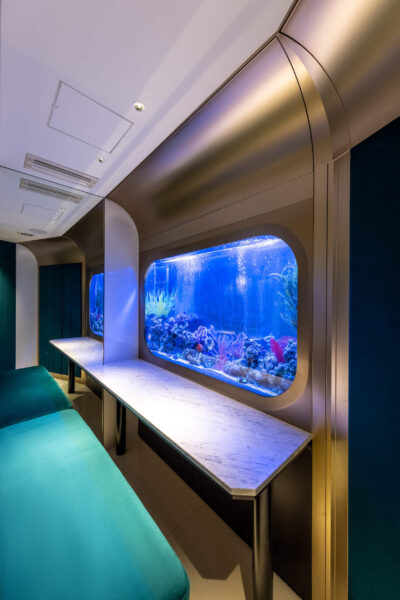 A table with an aquarium